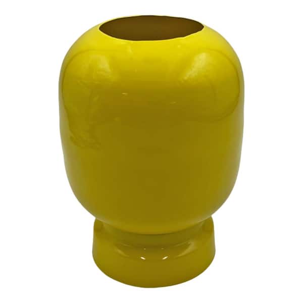 Yellow Lime 8 in. Iron Metal Round Bud Planter Vase