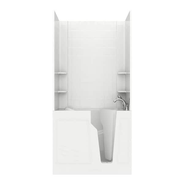 Unbranded NOVA Heated Rampart 3.9 ft. Walk-in Non-Whirlpool Bathtub with 6 in. Tile Easy Up Adhesive Wall Surround in White
