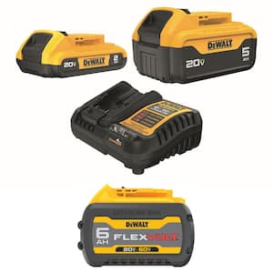 20V MAX Lithium-Ion Battery Kit with 5.0 Ah and 2.0 Ah Battery Packs Charger and 6.0 Ah FLEX VOLT 60V/20V Battery Pack