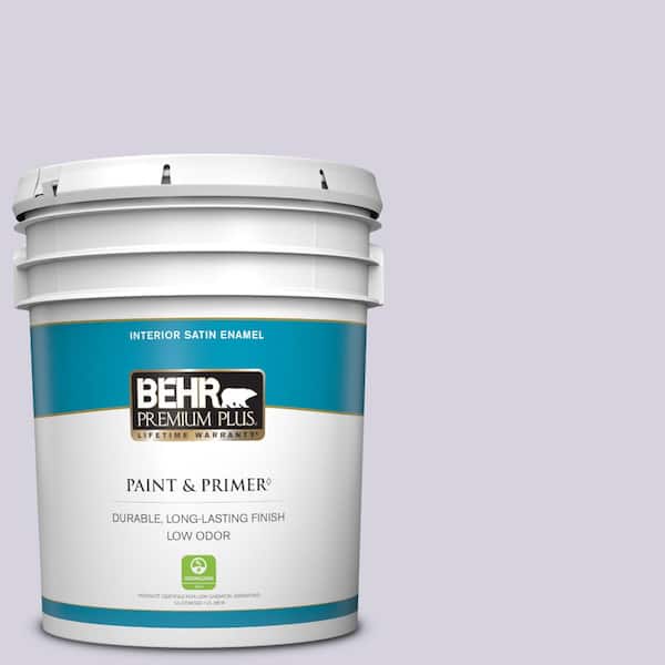 BEHR PREMIUM PLUS 5 gal. #650E-2 Lovely Lavender Satin Enamel Low Odor Interior Paint & Primer