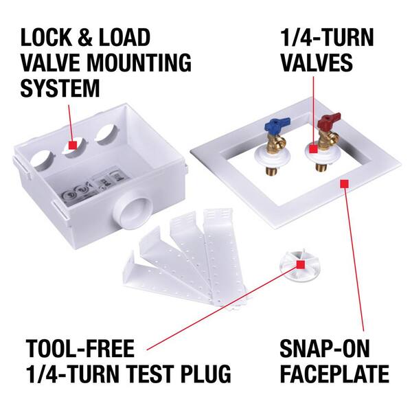 Quadtro 2 in. Copper Sweat Connection Washing Machine Outlet Box with Water Pressure Regulator Quadtro 2 in. Copper Sweat Connection Washing Machine Outlet Box with Water Pressure Regulator