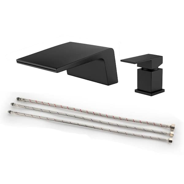 Ami Single-Handle Tub Deck-Mount Roman Tub Faucet With Waterfall Spout in Matte Black