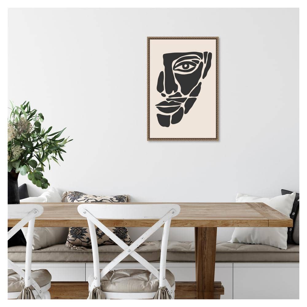 Beaded Bronze Framed Abstract Face Canvas Wall Art 16 x 23-in