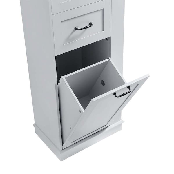 XUJMK 20 in. W x 14 in. D x 64 in. H Gray Linen Cabinet, Tall