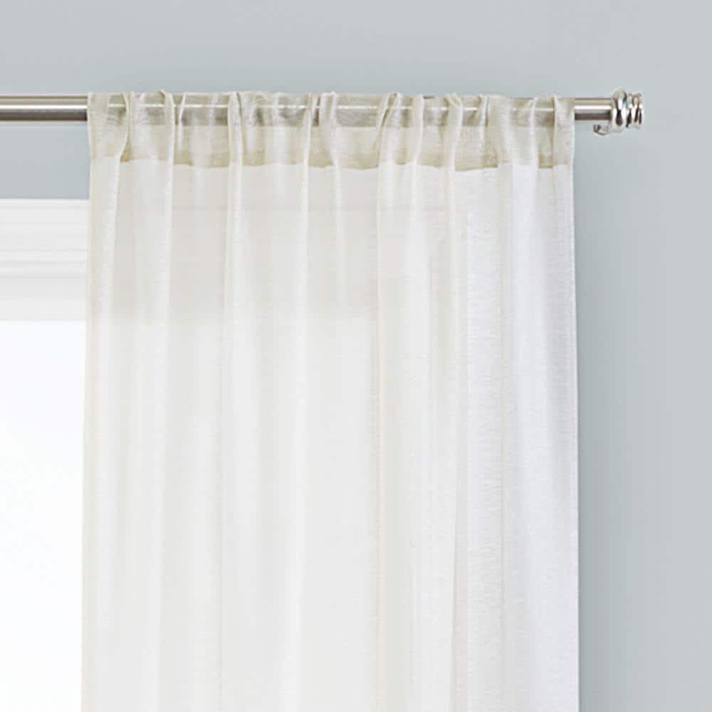 Linen Sheer Puddle Length Rod Pocket Curtain Panels