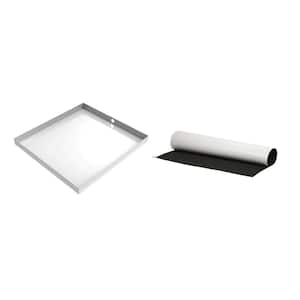 White Washer Drain Pan with Anti-Vibration Pad - 32 in. x 30 in. x 2.5 in. - Steel