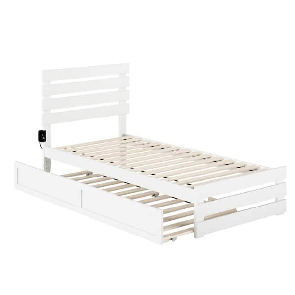 AFI Oxford in White Twin Extra Long Bed with Footboard and USB Turbo ...