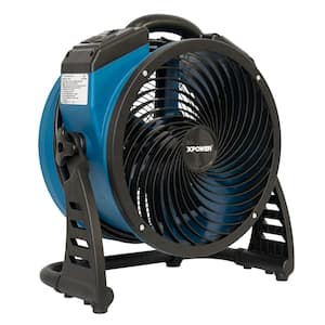 P-26AR 1300 CFM 4-Speed Industrial Axial Air Mover Blower Fan with Built-in. Power Outlets in Blue