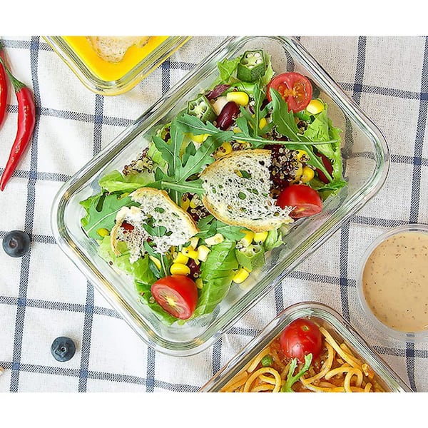 8-Pack Gray 30 oz. Airtight Glass Food Storage Containers with Lids, Microwave, Oven, Freezer and Dishwasher