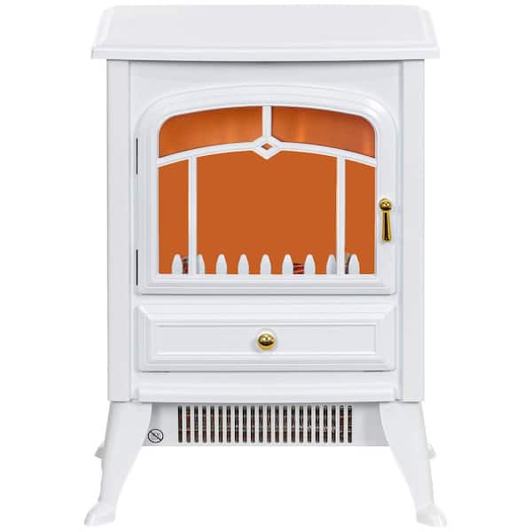 750-Watt/ 1500-Watt White Electric Fireplace Tower Radiant Infrared Space Heater with Overheating Protection