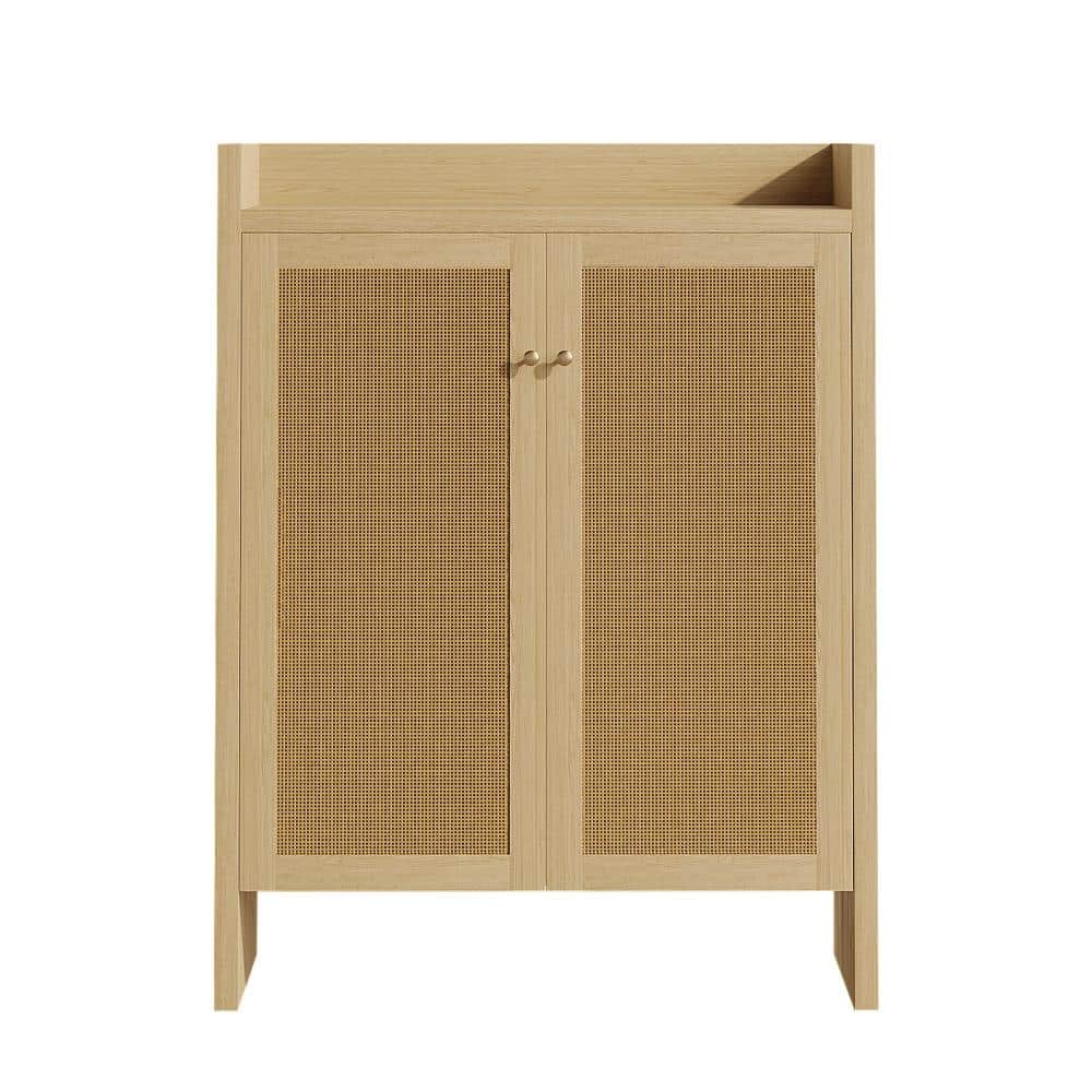 Natural 42.5 in. Accent Cabinet Office Storage Cabinet with 6 Shelves and Adjustable Shelves