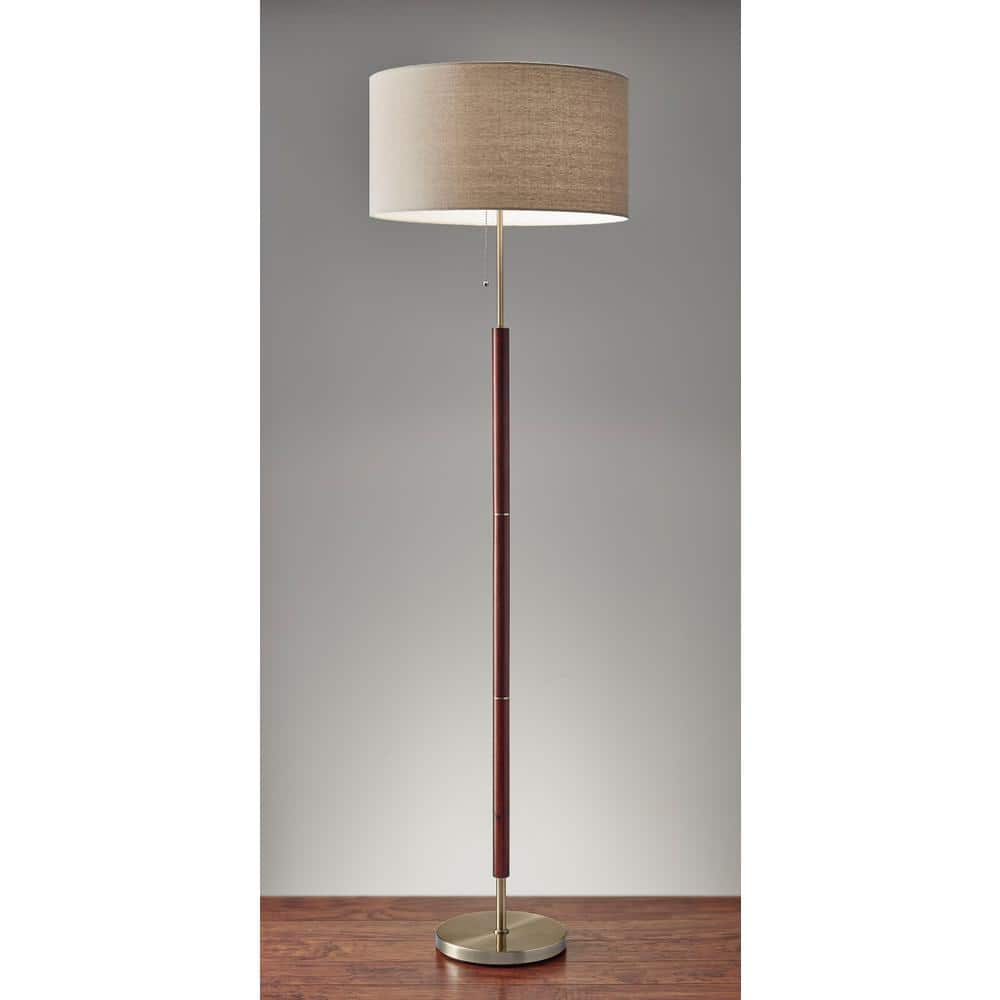 Hamilton Mid-Century Walnut Eucalyptus Floor Lamp with Linen Shade