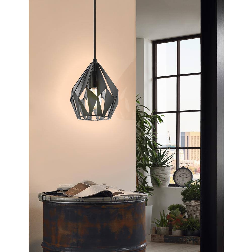 Carlton Mini 14'' Matte Black Geometric Indoor/Outdoor Pendant Light