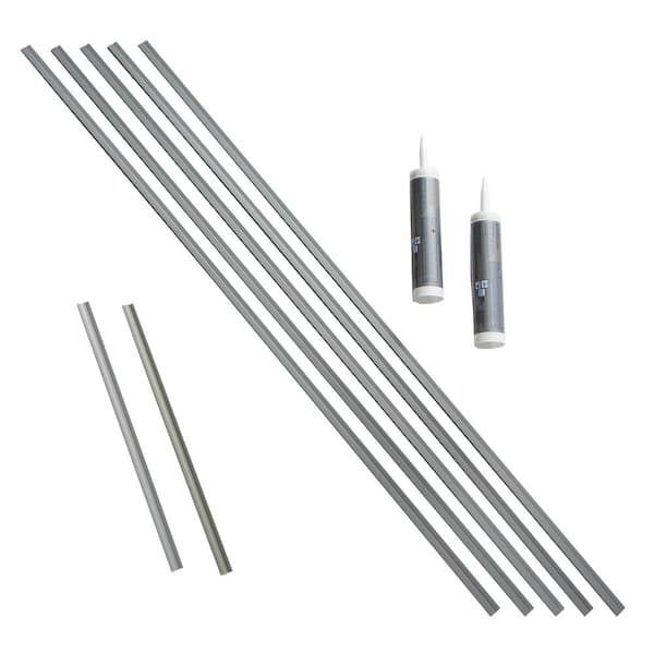 Fasade 47 in. Argent Silver Vinyl Large Profile Backsplash Accessory Kit