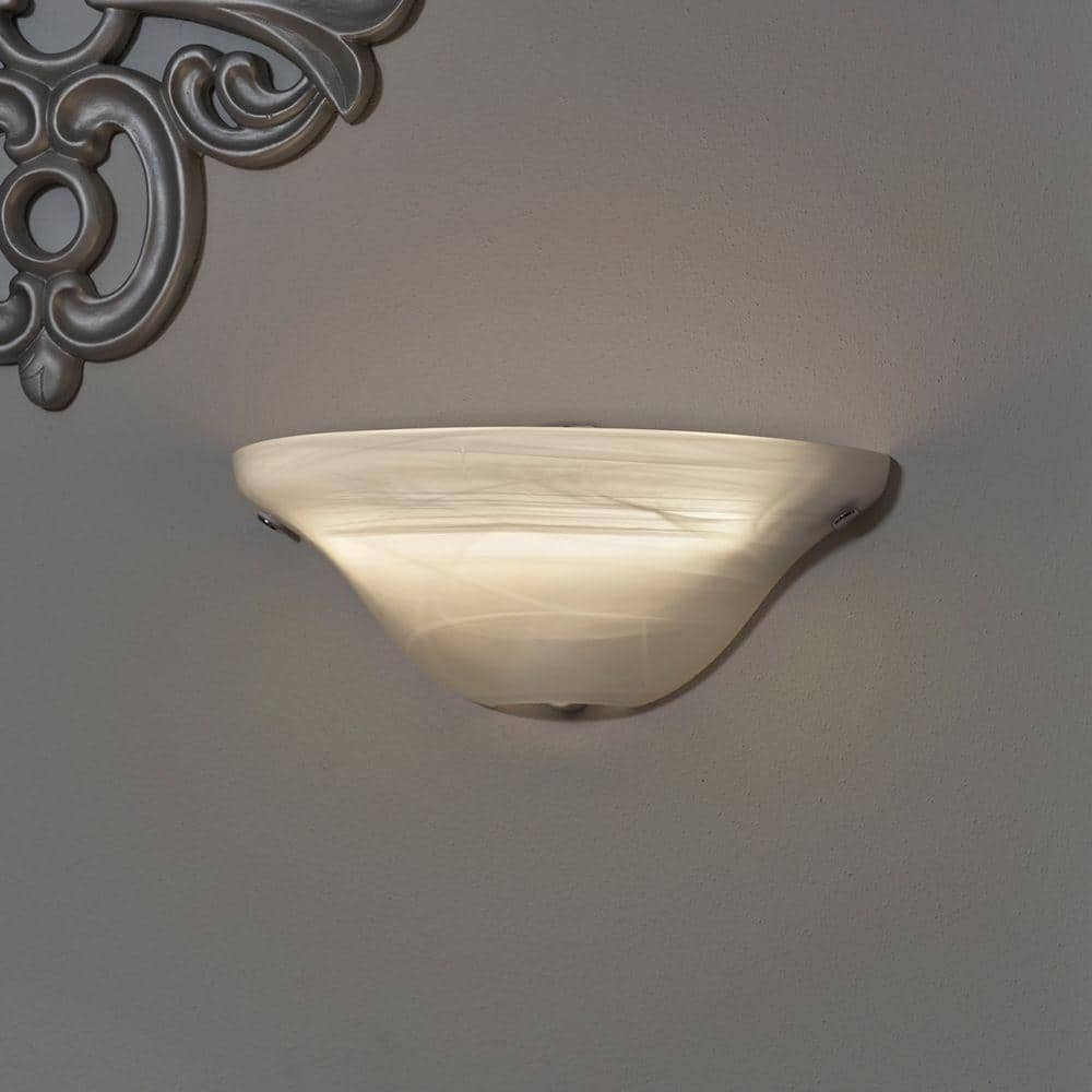 Elegant Half Moon Frosted Marble Glass LED Sconce with Remote Control