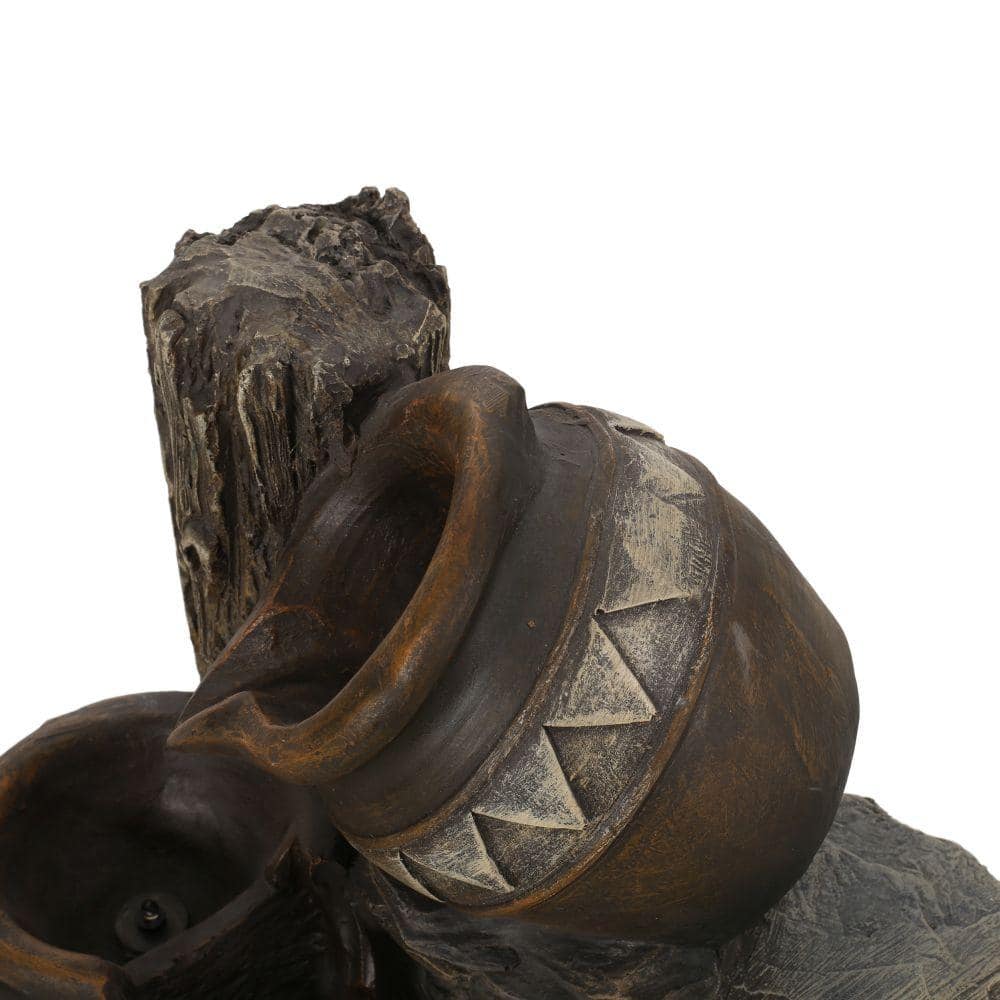 "19.75"" High Weather Resistant Floor Fountain with Light, 3 Tier Outdoor Fountain, Brown + Gray" price history on PriceWatchPro