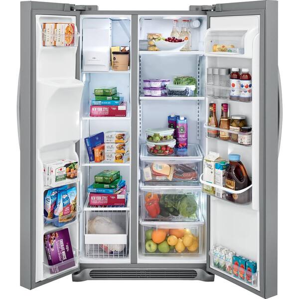 Frigidaire 22 2 Cu Ft Side By Side Refrigerator In Stainless Steel Counter Depth Ffsc2323ts The Home Depot