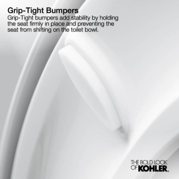 Kohler K-4986-0 Cachet Nightlight Quiet-Close with Grip-Tight Bumpers  Round-front Toilet Seat, White