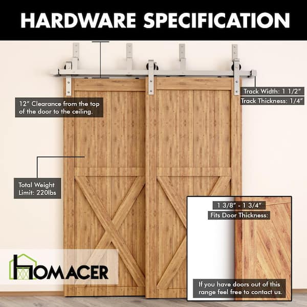 HOMACER 12 ft./144 in. Brushed Nickel Double Track Bypass Z HOMACER 12 ft./144 in. Brushed Nickel Double Track Bypass Z
