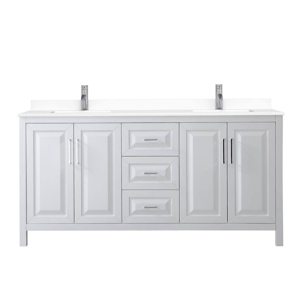 White Double Freestanding Bathroom Vanity with Marble Top