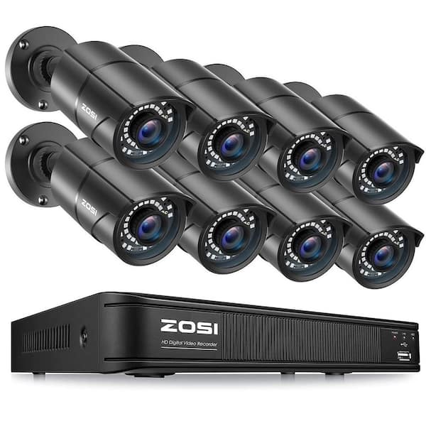 ZOSI 8 Channel 5MP-Lite DVR Outdoor Security Camera System with 8-Wired 1080p Outdoor Bullet Cameras