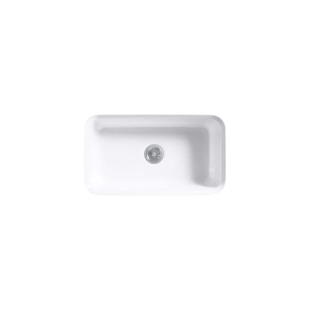 White Cast Iron Single Bowl Undermount Kitchen Sink