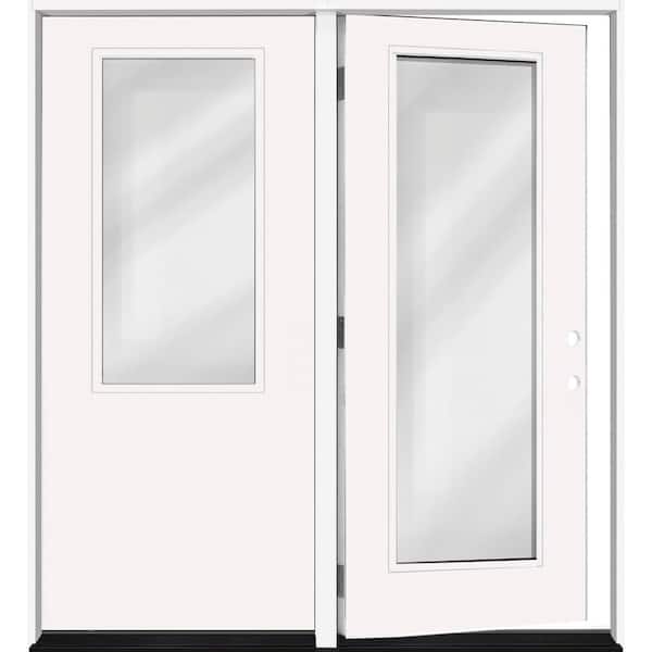 Steves & Sons Legacy 64 in. x 80 in. LHIS 2/3 Clear Glass White Primed Fiberglass Double Prehung Patio Door