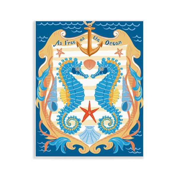 Stupell Industries Free As Ocean Seahorses by Jo Reid Unframed Coastal Graphic Art Print 14 in. x 11 in.