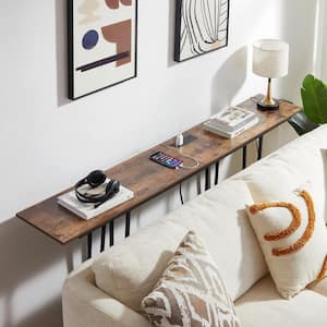 Modern Narrow Console Tables 55.1 in. Rectangle Wood Console Table with Shelves, Sofa Side Table, Foyer Table Brown