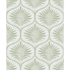 Green Primitive Leaves Peel and Stick Wallpaper 8-in. x 10-in. Sample Green Wallpaper Sample
