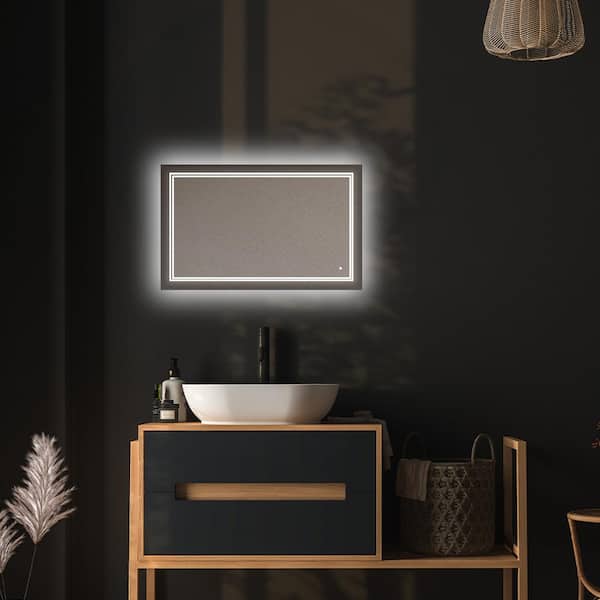 SOHO 40.00 in. W x 30.00 in. H Rectangular Frameless Wall Mount LED Light Bathroom Vanity Mirror with Mirror Defogger