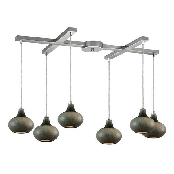 Titan Lighting Kaolin 6-Light Satin Nickel Ceiling Mount Pendant