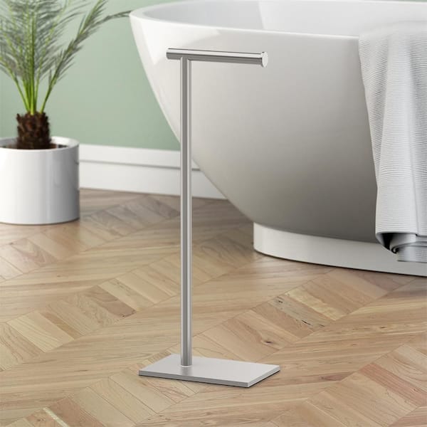 Latitude II Square Freestanding Toilet Paper Holder in Satin Nickel