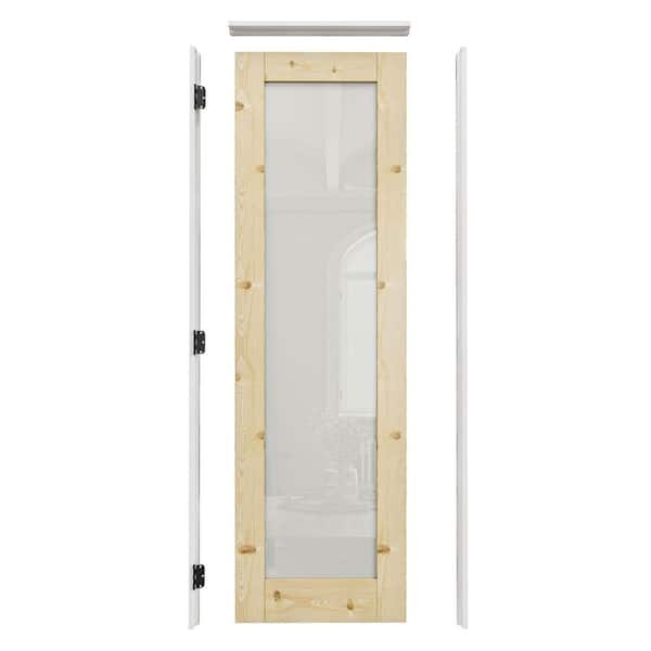 24 in. x 80 in. 1-Lite Frosted Glass Right Unfinished Solid Core Pine Wood Ready to Assemble Prehung Door Interior Door