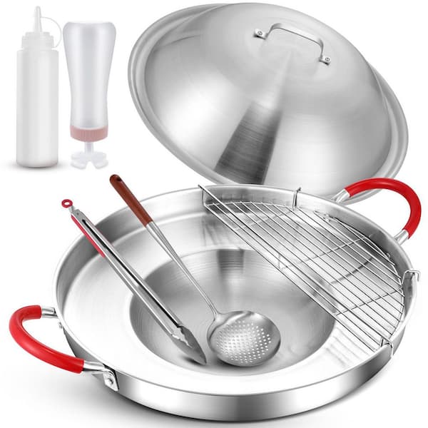 Stainless Steel 20 in. Mexican Comal Griddle Pan 7 Pcs Outdoor Discada Disc Cooker Large Cookware Set Disco Para Cocinar