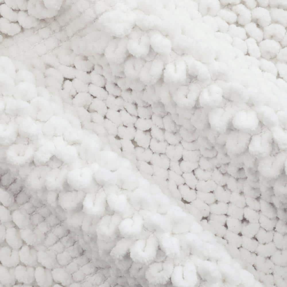 Sophie Border White Cotton Chenille Non-Slip Bath Mat 27" x 45"