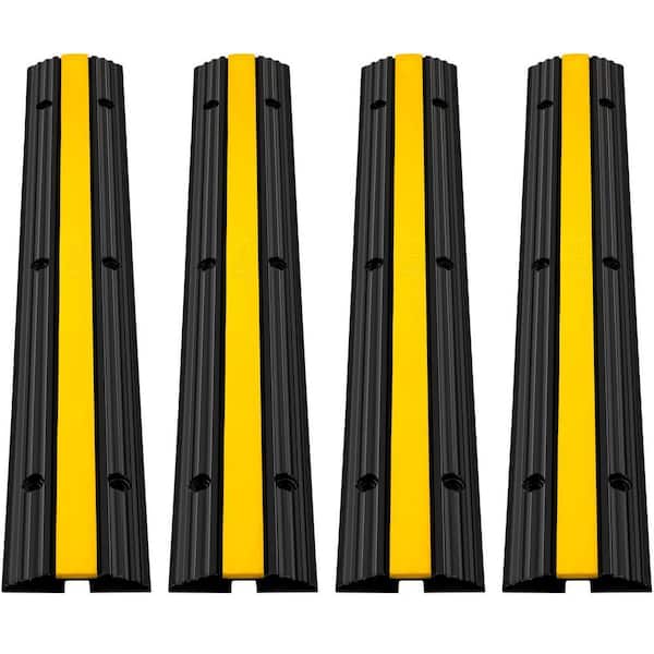 1-Channel Rubber Cable Protector Ramps 22046 lbs. Loading Cable Wire Cord Cover Speed Bump (4-Pieces)