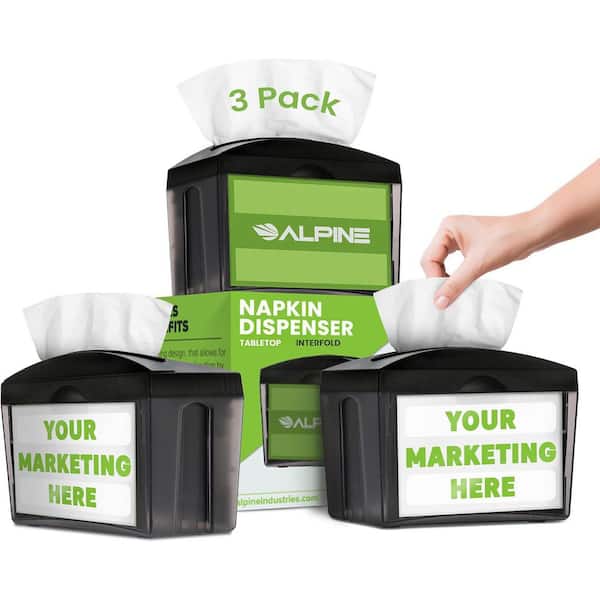 Commercial Tabletop Napkin Dispenser, Restaurant Napkin Holder for Interfold Napkins, Restaurants, Cafeterias (3-Pack)