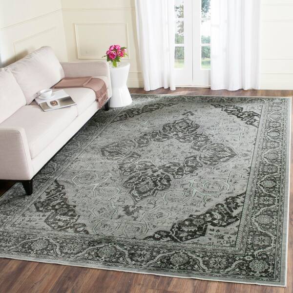 Vintage 11 x 15 Light Blue/Multi Medallion Area Rug