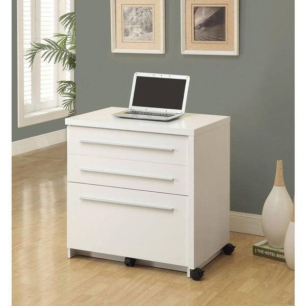 Monarch Specialties Slide-Out Desk with Storage Drawers in White