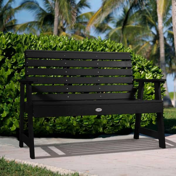 Highwood Riverside 4ft 2-Person Black Sand Recycled Plastic Garden Bench