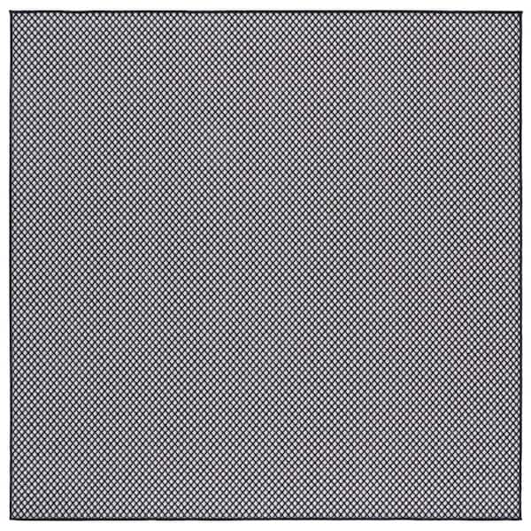 SAFAVIEH Terrace Black/White 7 ft. x 7 ft. Diamond Geometric Indoor/Outdoor Square Area Rug
