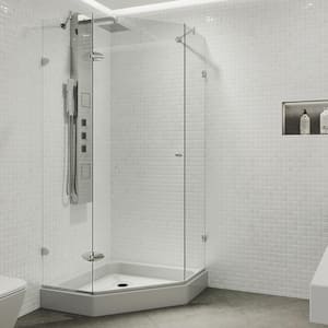 Verona 42 in. L x 42 in. W x 79 in. H Frameless Hinged Neo-angle Shower Enclosure Kit in Chrome with 3/8 in. Clear Glass