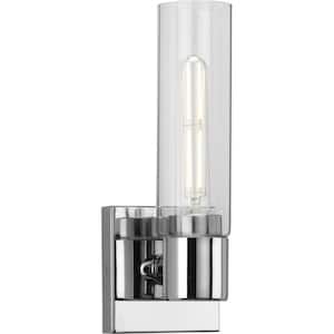 Clarion 1-Light Polished Chrome Clear Glass Modern Wall Light