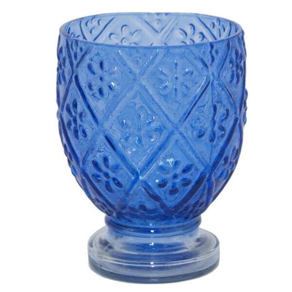 Home Decorators Collection Evette 4.5 in. Blue Glass Candle Holder