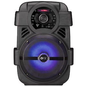 Portable Bluetooth Rechargeable Party Speaker with 8 in. Woofer, FM Radio, USB Port, Aux Input and Party Light