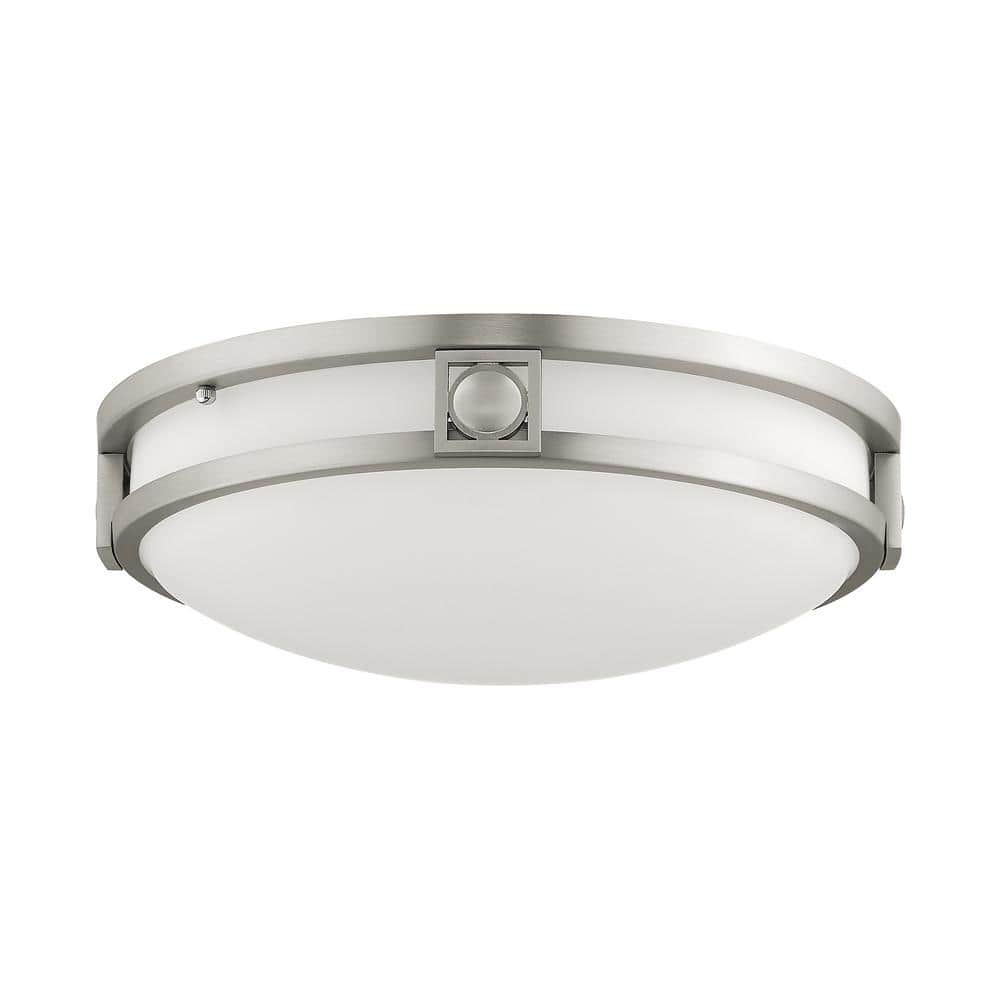 Titania Brushed Nickel 2-Light Flush Mount with Satin White Glass