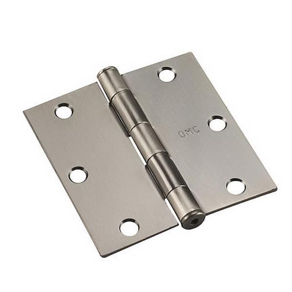 Onward 3-1/2 in. x 3-1/2 in. Antique Nickel Full Mortise Butt Hinge with Removable Pin (2-Pack)