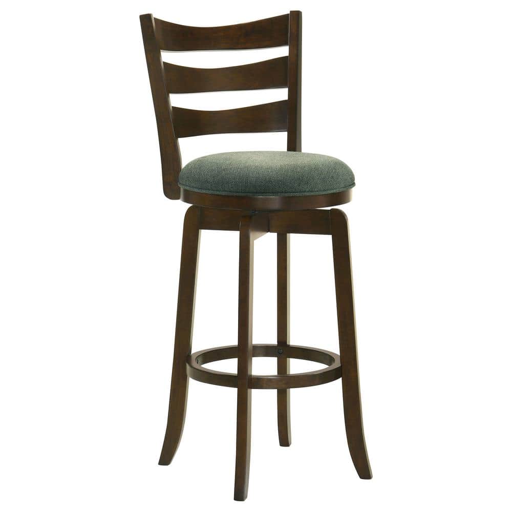 Hunter Green Swivel Wood Bar Stool with Ladder Back
