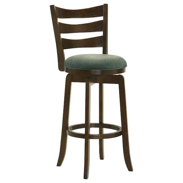 Murphy 30.25 in. Dark Cherry and Hunter Green Ladder Back Pub Height Swivel Wood Bar Stool